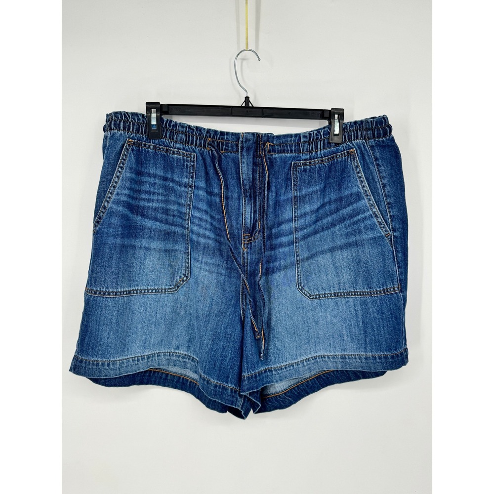 Women’s Casual Elastic Waist Denim Shorts - Blue